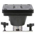 Black adjustable mounting bracket on metal base.