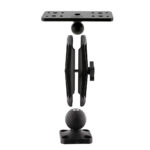 Adjustable ball mount with dual arms and bases.