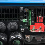 Close-up of electronic device connection ports and terminals.
