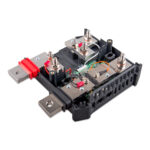Electronic circuit board with connectors and wires.