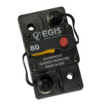 Waterproof 80A circuit breaker, ignition protected, USA made.