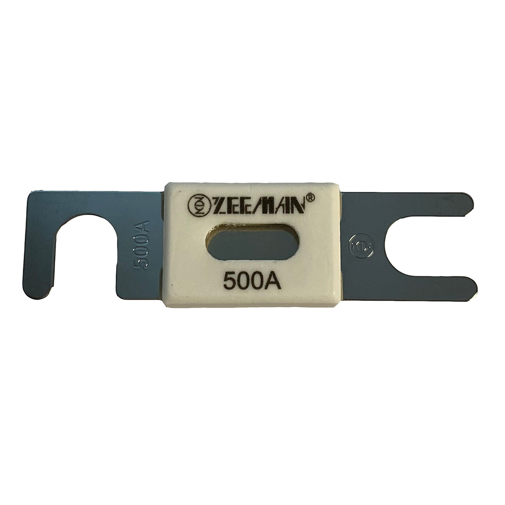 500A electrical mega fuse with metal terminals.