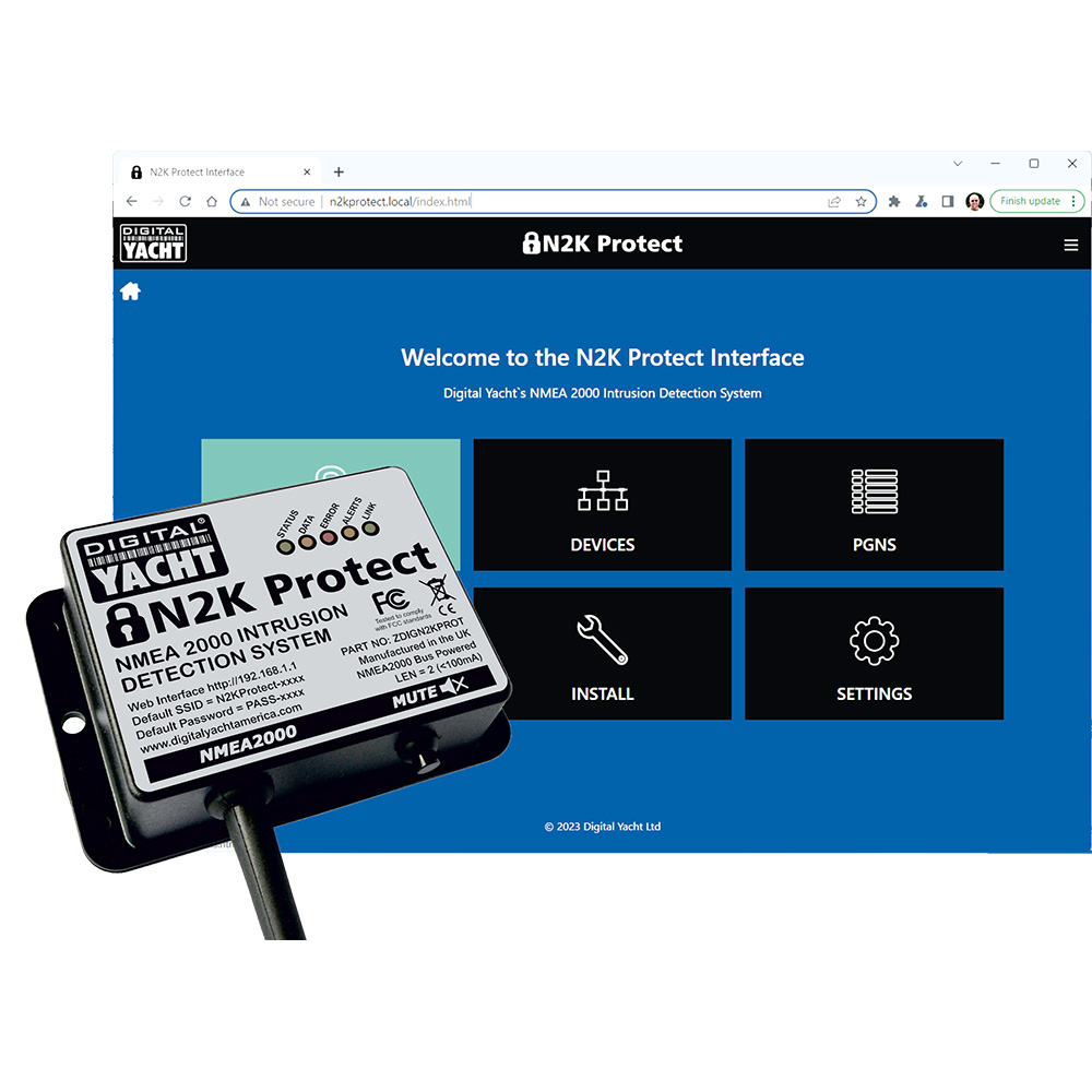 N2K Protect device and interface screenshot.