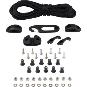Kayak deck rigging kit with hardware and rope