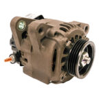 Automotive alternator on white background
