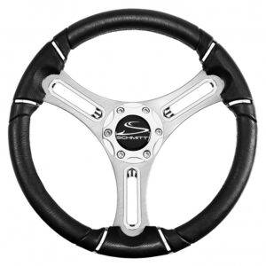 Black and chrome steering wheel design