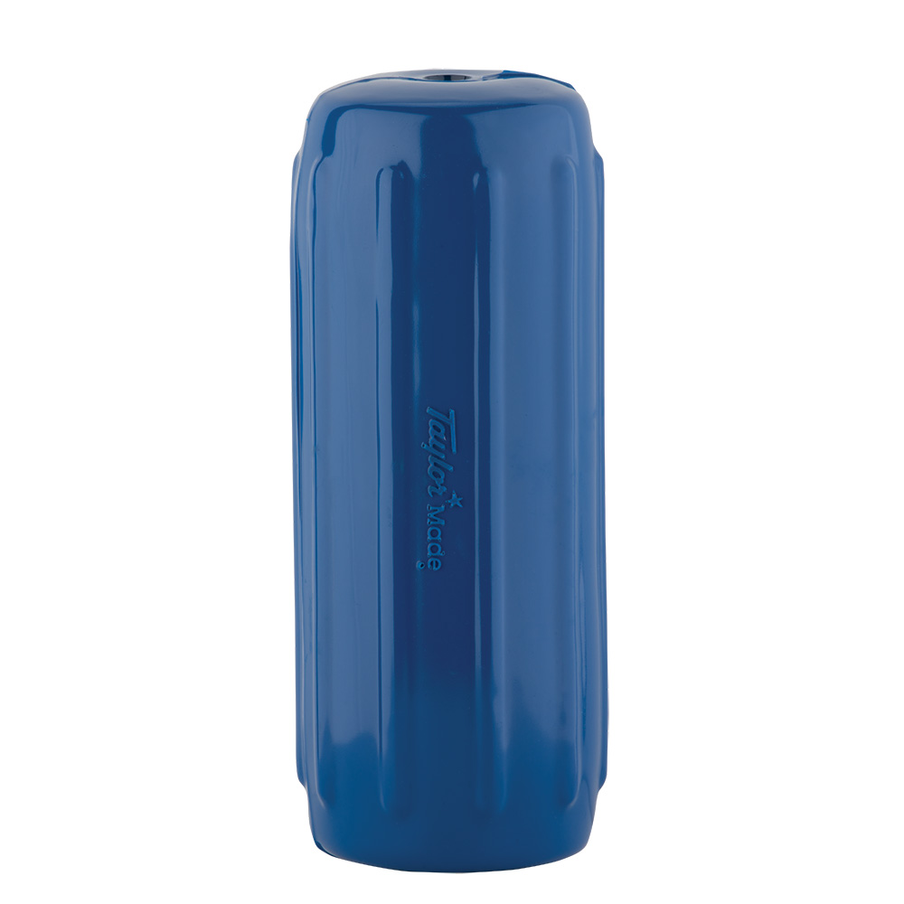 Blue marine boat fender for dock protection.
