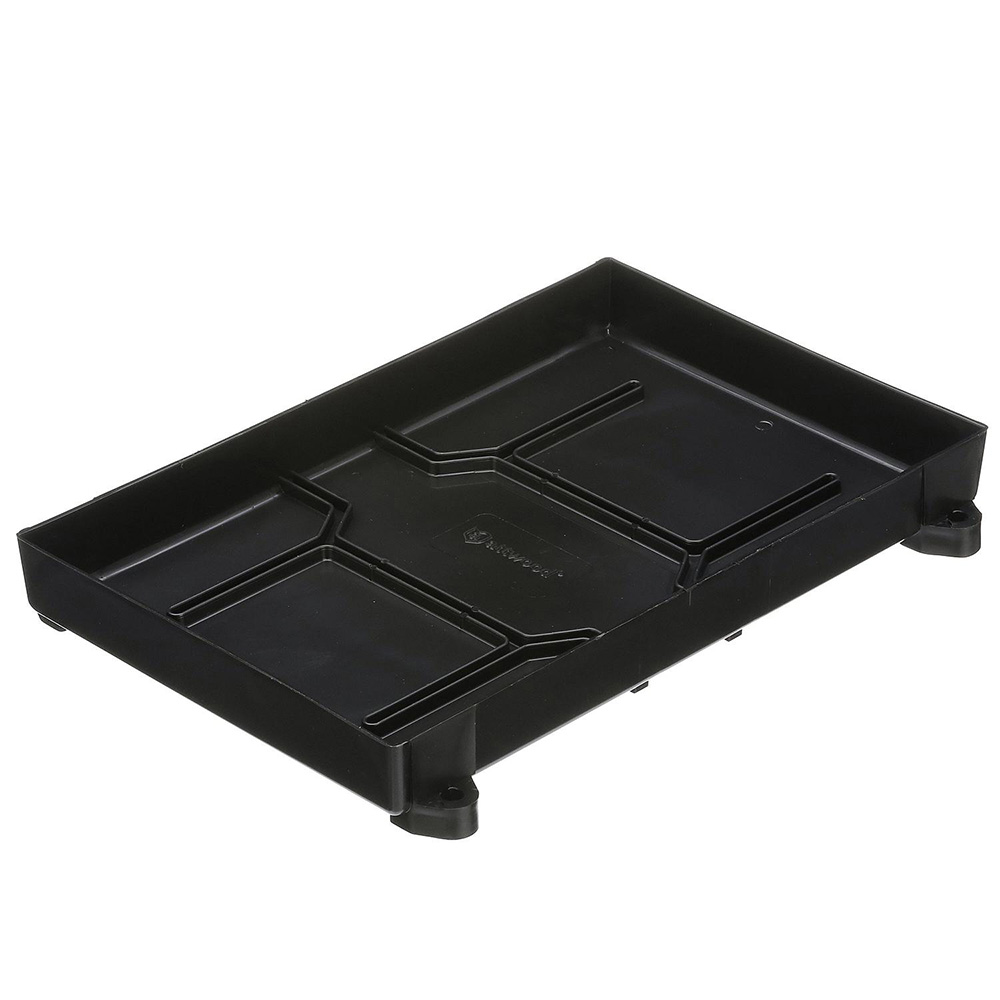 Black rectangular plastic pallet base.