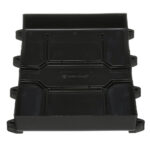 Black plastic planting tray with multiple compartments.