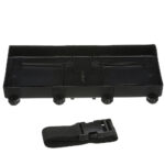 Black plastic battery box with strap.