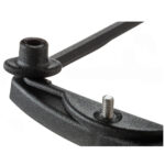 Close-up of a black metallic clamp part.