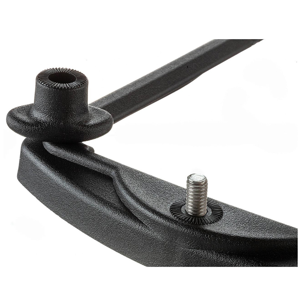 Close-up of a black metallic clamp part.