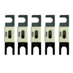 Five 400A blade fuses aligned in a row.