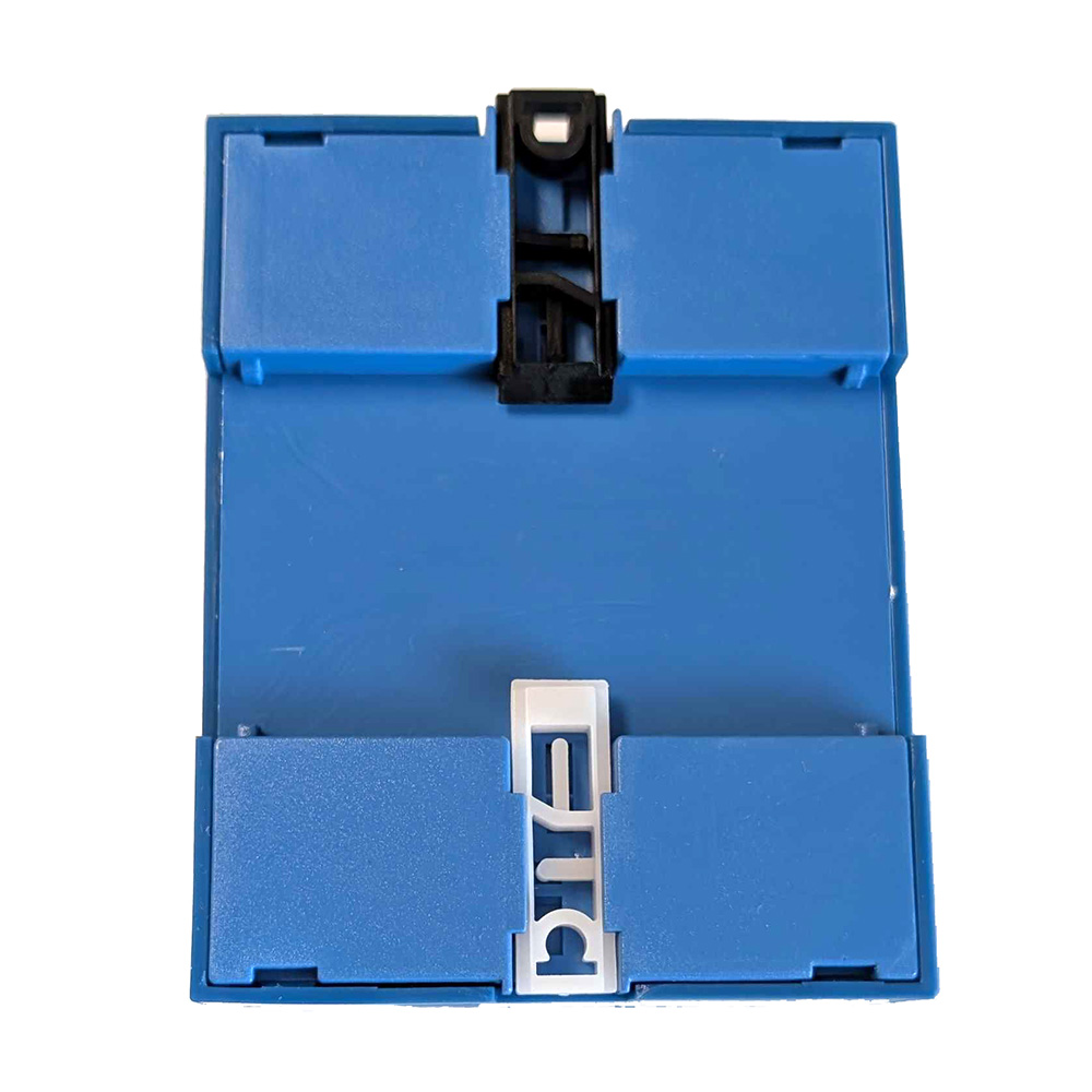 Blue plastic electronic component enclosure