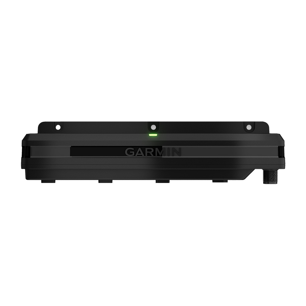 Garmin sonar module front view with LED indicator.