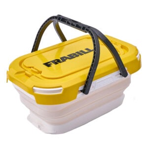 Frabill yellow fishing bait box with handle