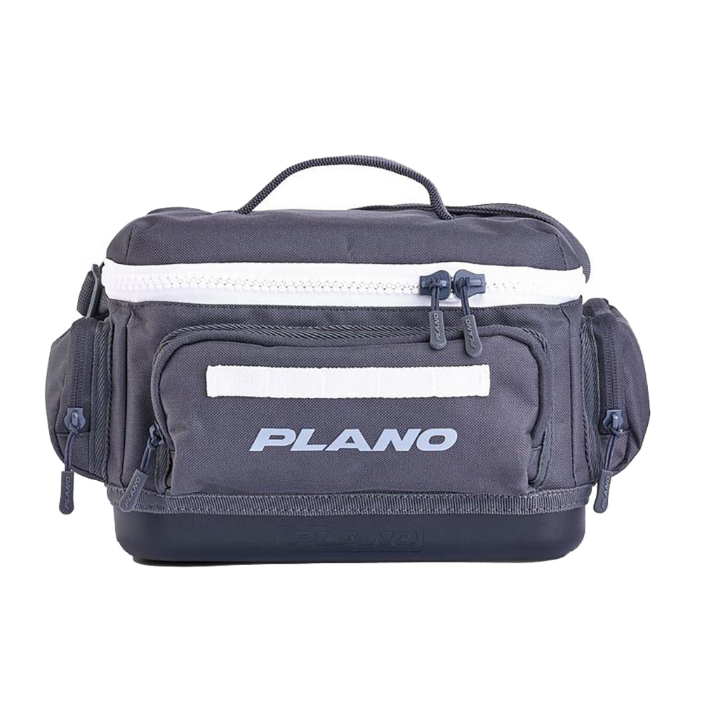 Gray Plano bag with multiple compartments.