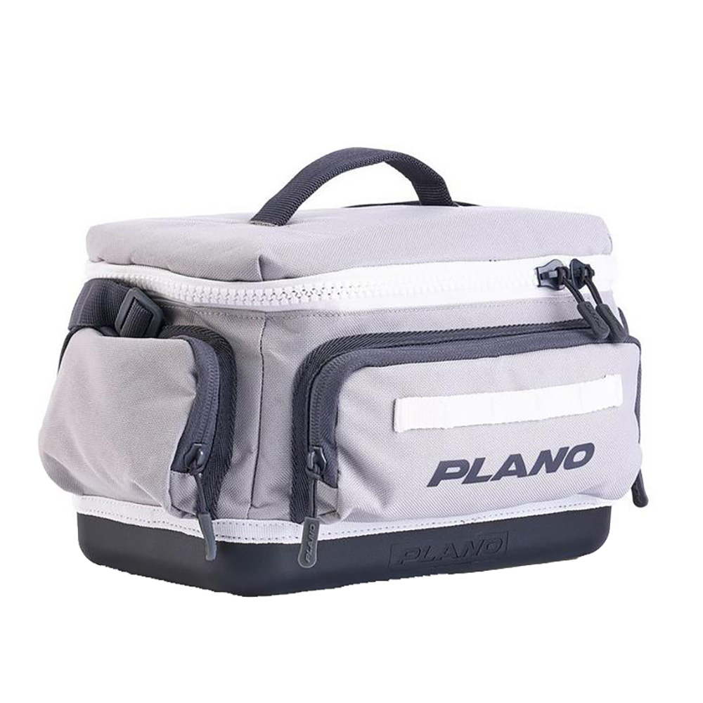 Gray Plano tackle bag with multiple pockets.