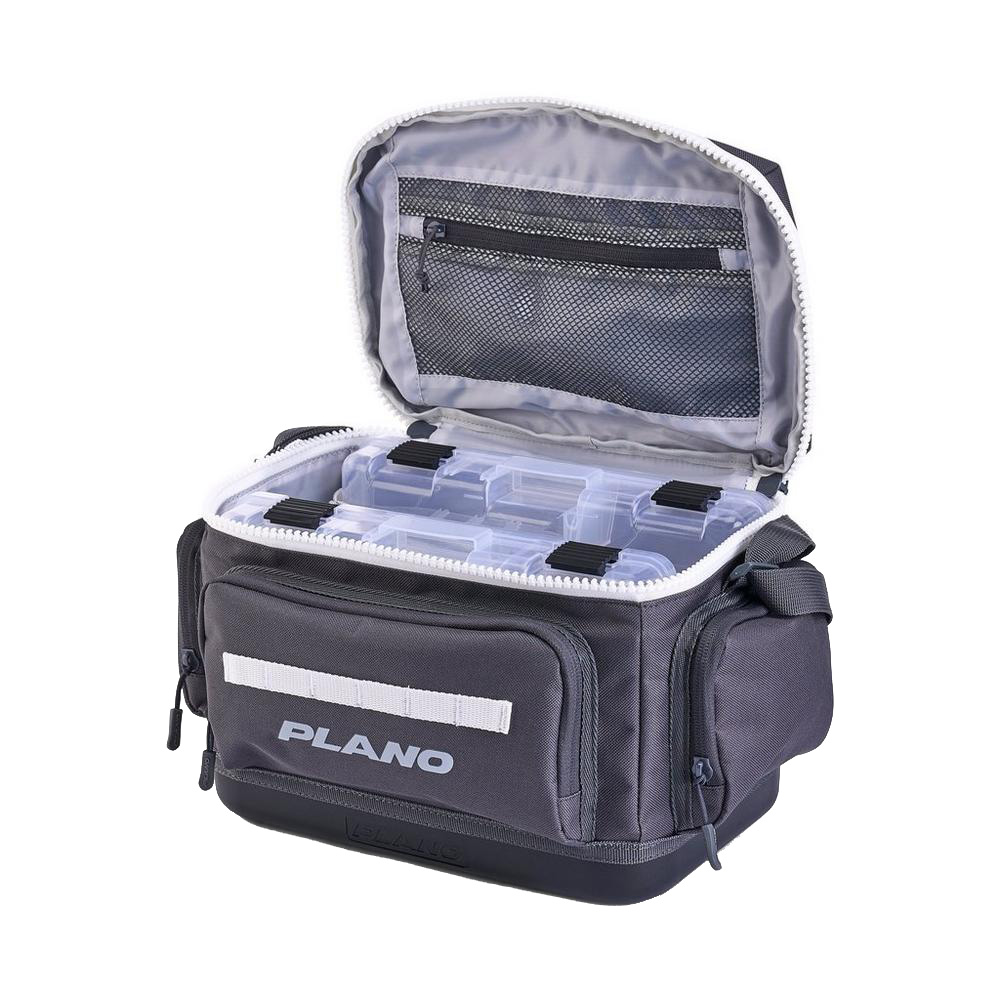 Plano tackle bag with compartments open.