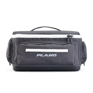 Gray Plano tackle bag with multiple pockets.