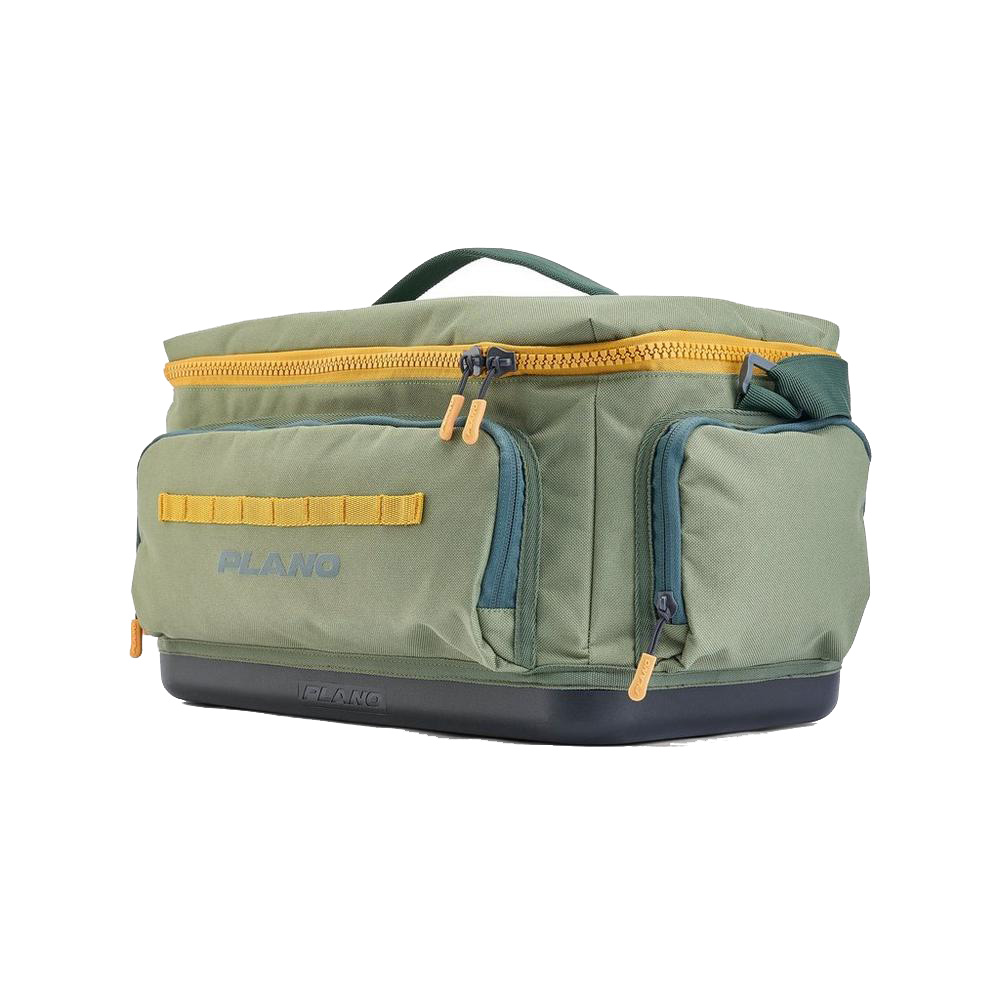 Green Plano tackle bag with yellow zipper