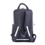 Black mesh backpack with adjustable straps.