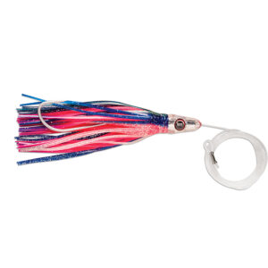 Colorful fishing lure with hook and line.