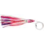 Colorful fishing lure with tassels and hook.