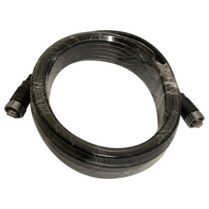Long black coaxial cable with connectors wrapped