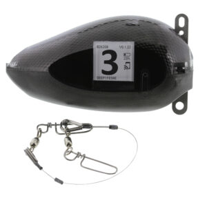 Black electronic fishing bait sensor with metal wire.