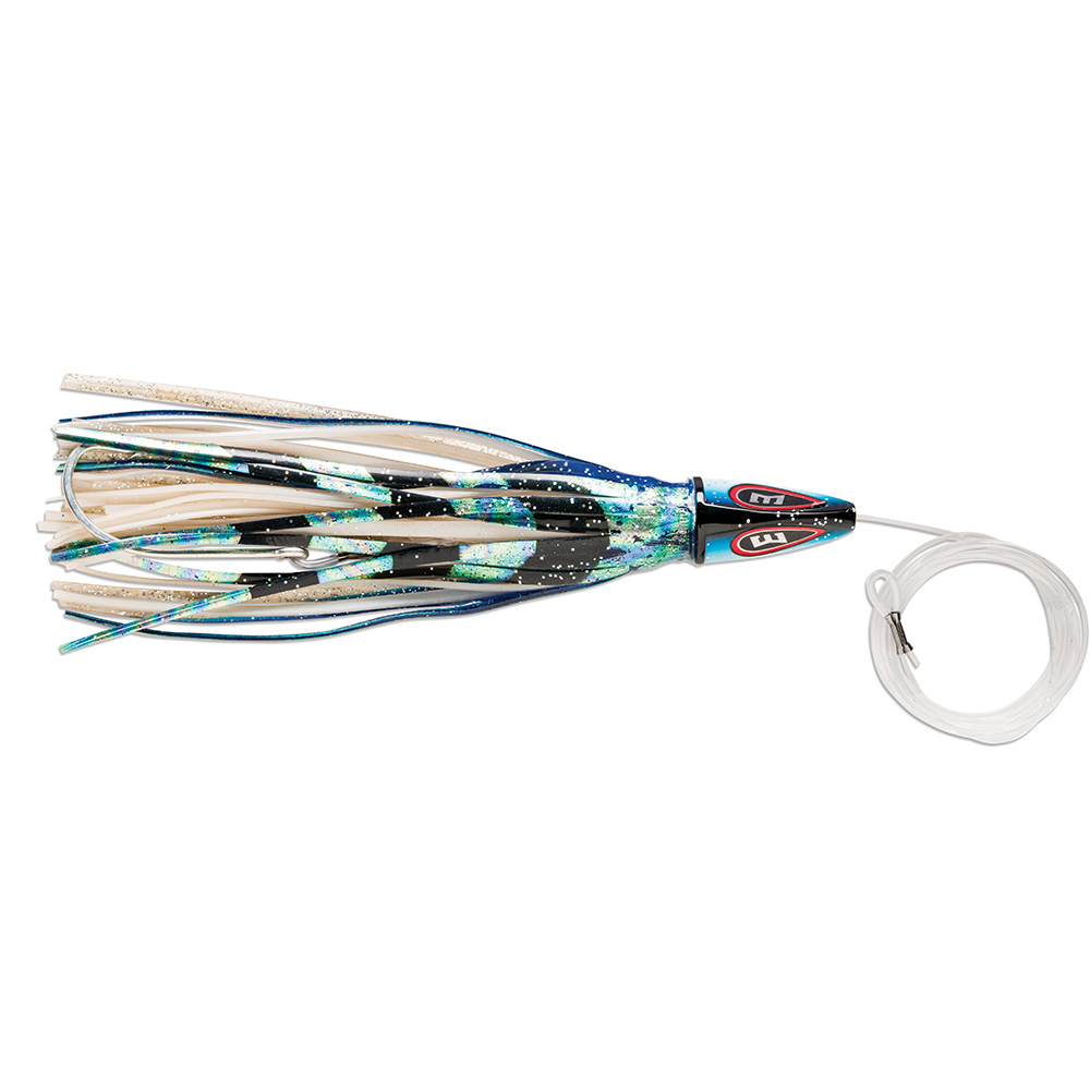 Colorful squid fishing lure with cable.