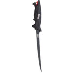 Fishing fillet knife with black ergonomic handle