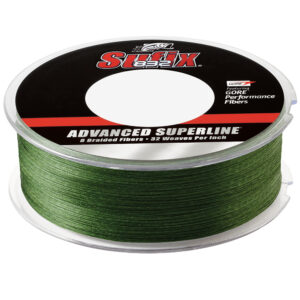 Green fishing line spool with branding