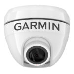 White Garmin surveillance camera close-up.