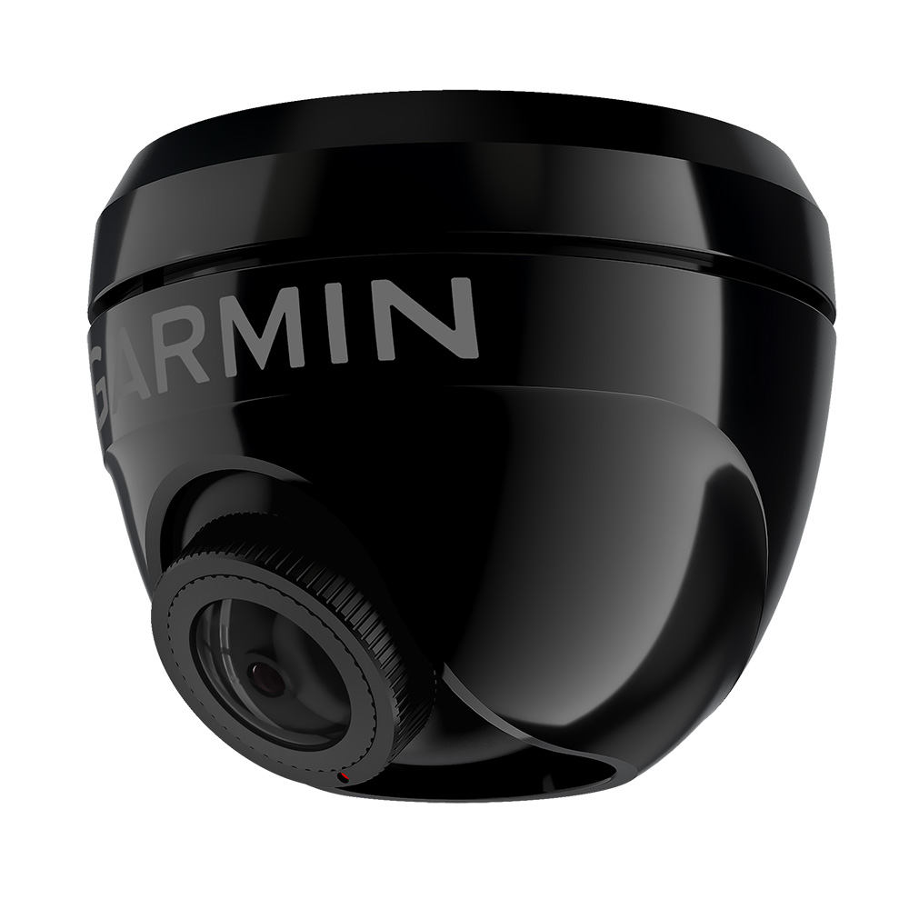 Black Garmin surveillance camera close-up view.