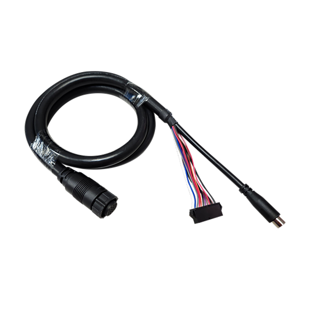 Multicolor computer connector cable on white background
