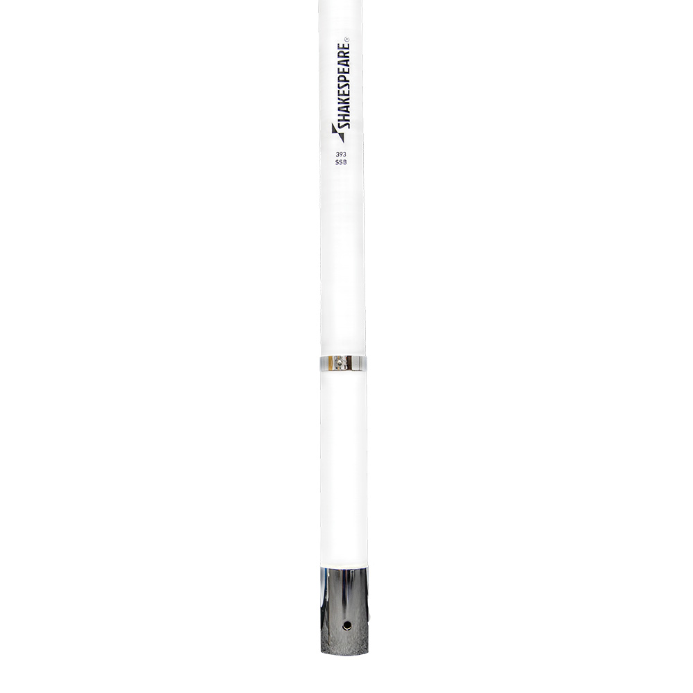 White Shakespeare marine antenna with mount.