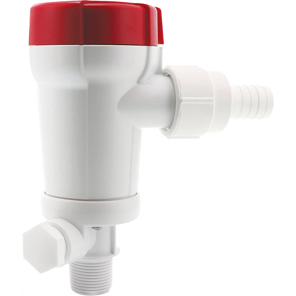 White and red plastic pipe connector