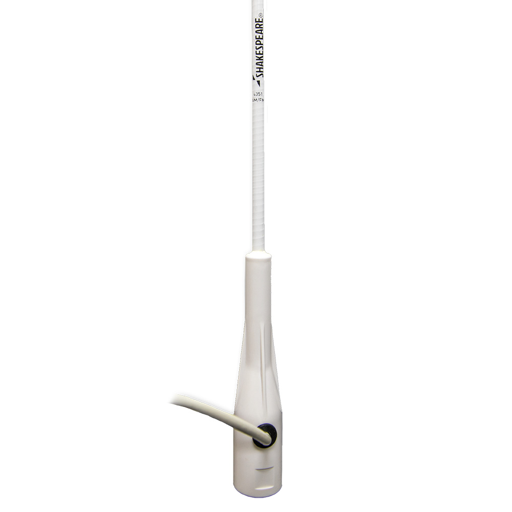 Shakespeare marine antenna with cable, white construction.
