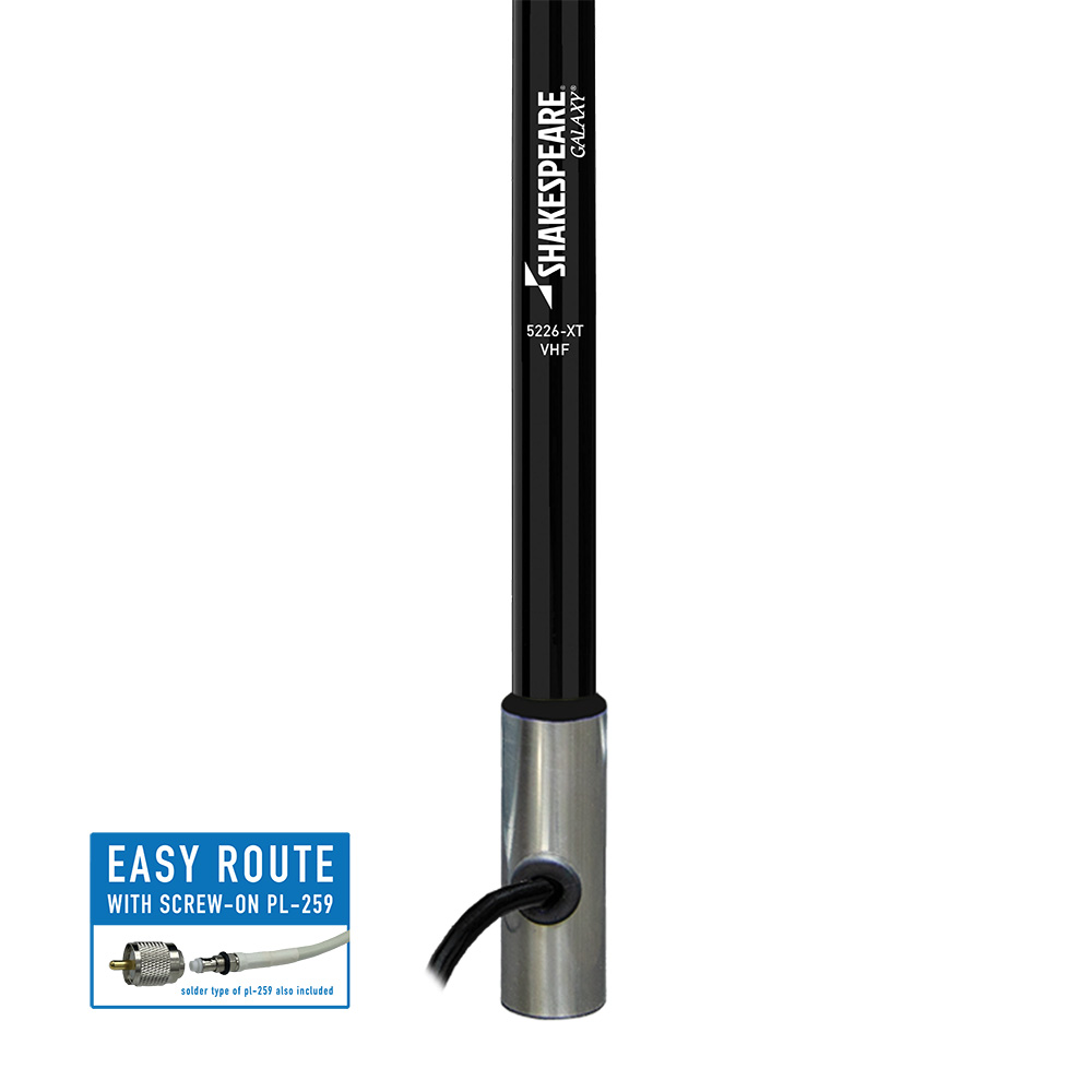 Shakespeare Galaxy VHF antenna with PL-259 connector.
