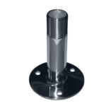 Chrome pipe with flange base and threads.
