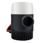 Marine bilge pump with white and black design.