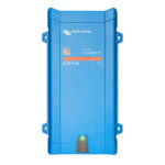 Blue Victron Energy power inverter charger device.