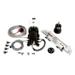 Hydraulic power system components on display.