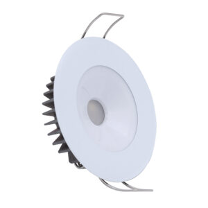 Round LED recessed light fixture, white trim