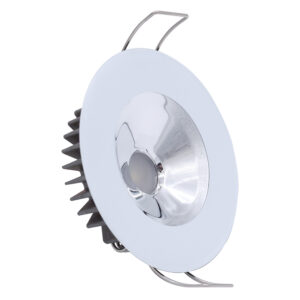 Modern recessed ceiling light fixture in silver finish.