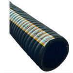 Flexible industrial hose, black with yellow stripe