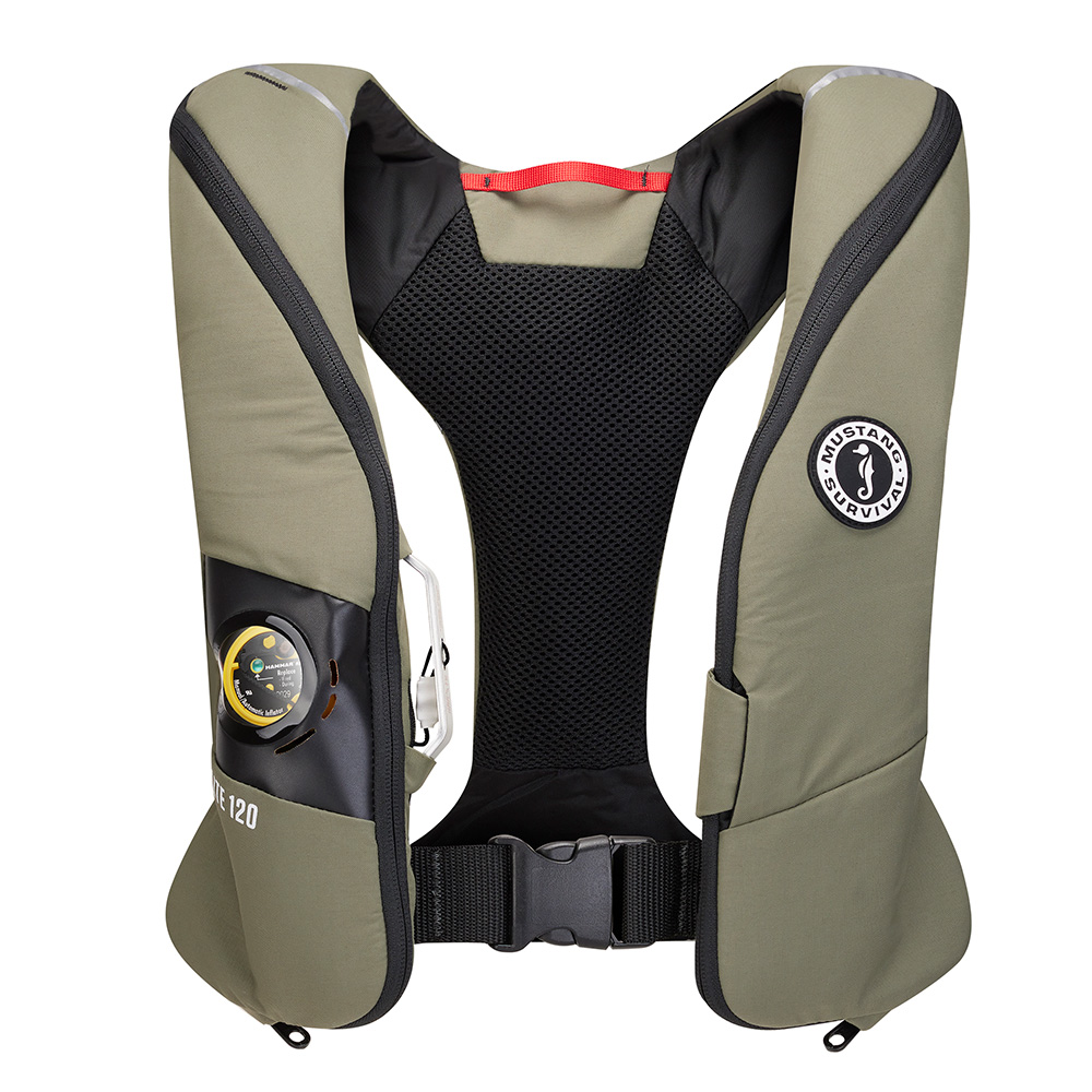 Mustang survival vest with harness and durable design.