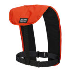 Orange and black Mustang Survival life vest