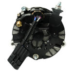 Automotive alternator with connectors and wiring.